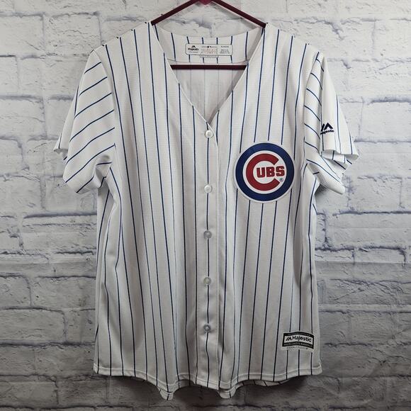Majestic Tops - Chicago Cubs #9 Baez Majestic Cool Base MLB Fan Fashion Women Jersey XL